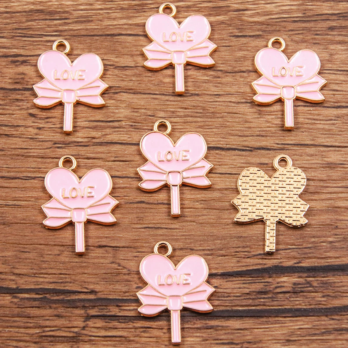 10Pcs 21 Style Mix Size Alloy Metal Drop Oil Valentine's Day Charm LOVE Heart Pendant For Enamel DIY Bracelet Jewelry Making