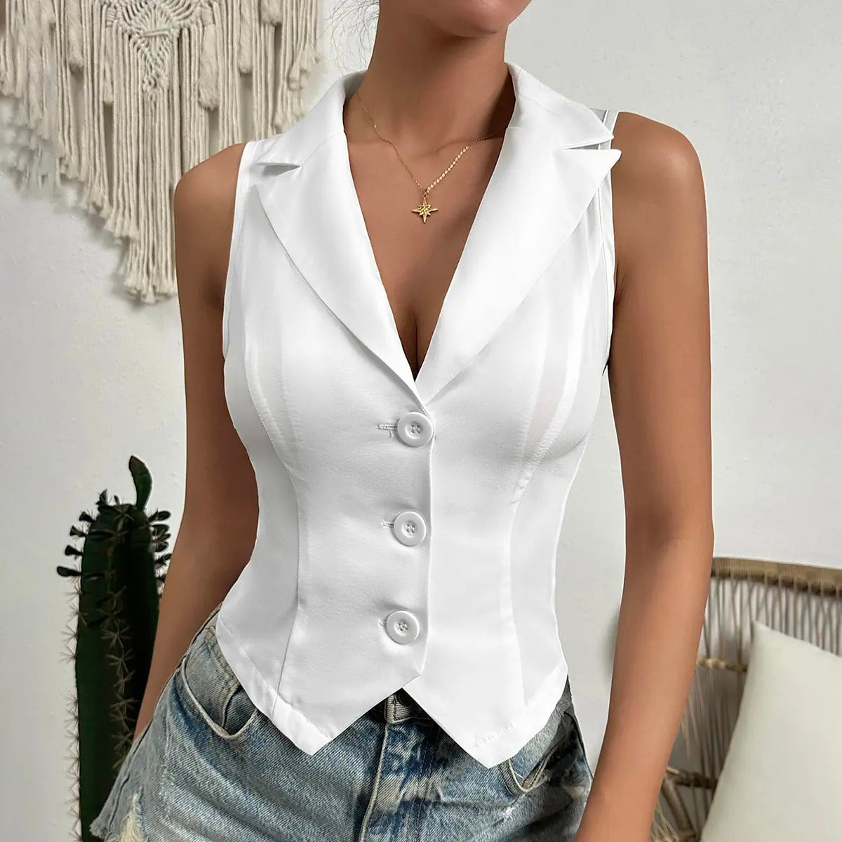 2024 spring new women's fashion Europe and the United States style casual slim vest vest vest