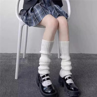 Lolita Leg Warmers 40/50/70cm Socks Female Knitted Warm Foot Cover White Black Warmer Lady Autumn Winter Crochet Sock Boot Cuffs