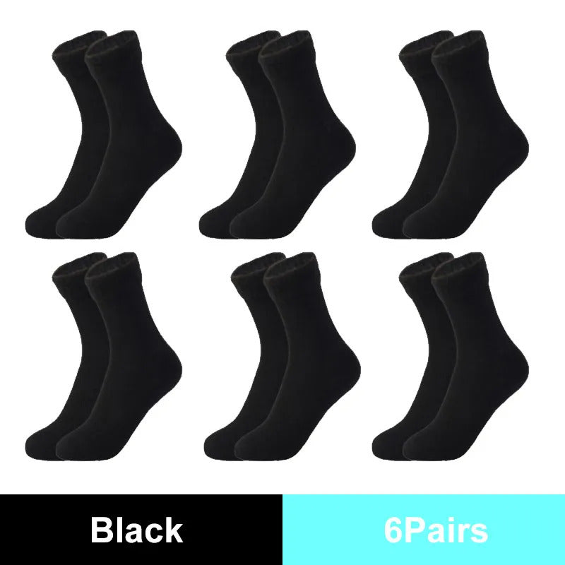 Winter Warm Solid Women Socks Thicken Thermal Socks Wool Cashmere Black Skin Seamless Snow Sock Velvet Unisex Socks