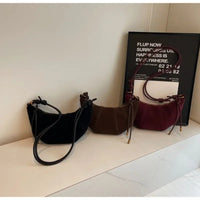 Velvet Material Zipper 2024 High Quality Shoulder Bag Solid Color Simple Fashionable Crossbody Bag Soft Western Style Handbag