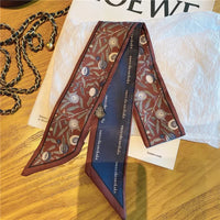 New silk scarf women's autumn versatile long hairband ribbon tie bag with small fragrance fashion scarf flower streamer