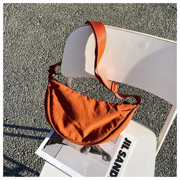 Casual Nylon Hobos Crossbody Bag for Women Shoulder Bag Woman Half Moon Chest Bags Tote Lady Travel Shopper Bag Female Purses