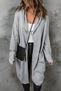 Gray Black/Gray/Brown Open Front Hooded Sweater Cardigan