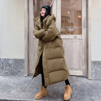 Warm Winter Pink Hooded Long Women Parkas Chaqueta Thick Cotton Padded Windproof Parcas Overcoat Casual Loose Snow Wear Jaquetas