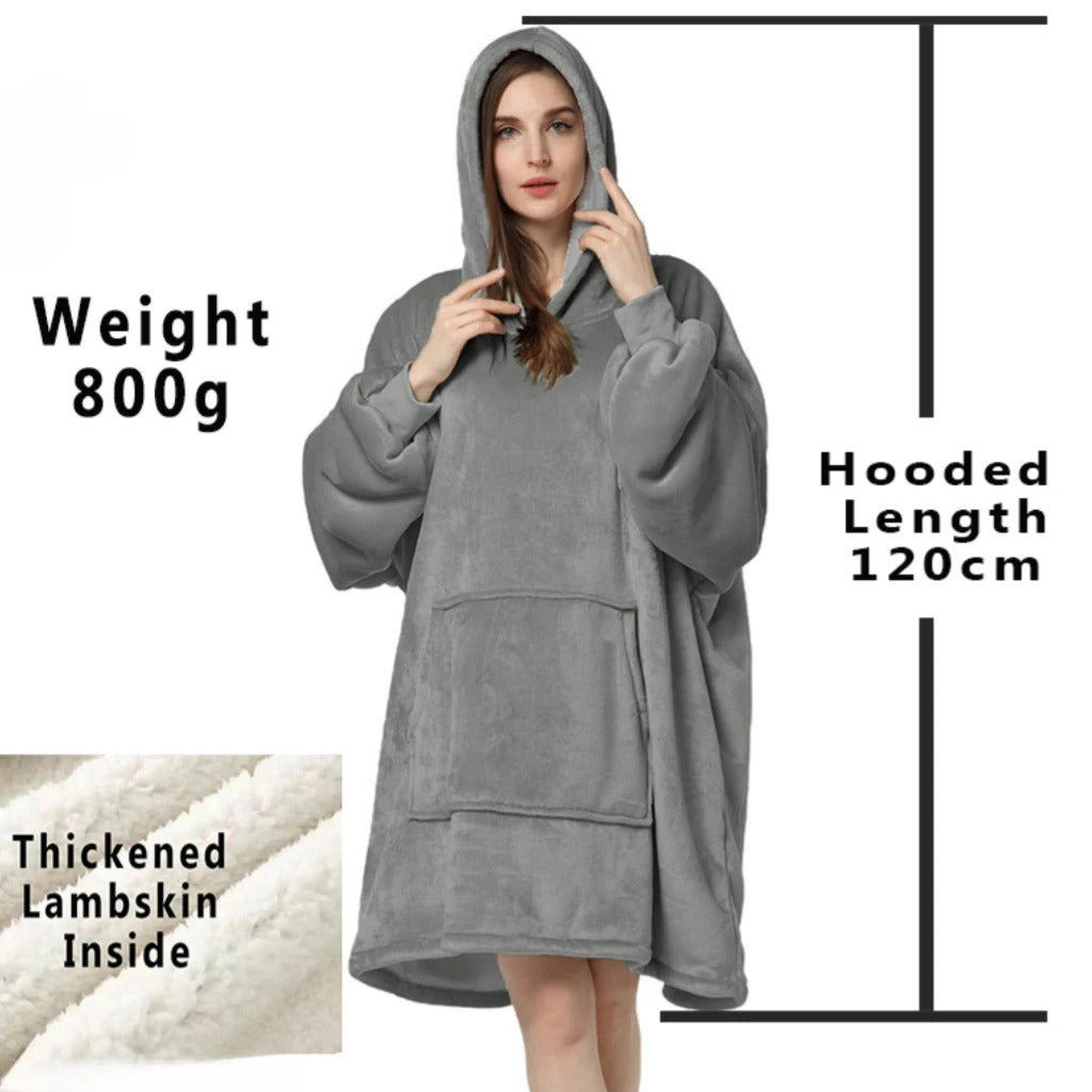 Winter Hoodies Sweatshirt Women Men Pullover Fleece Giant TV Oversized Blanket with Long Flannel Sleeves