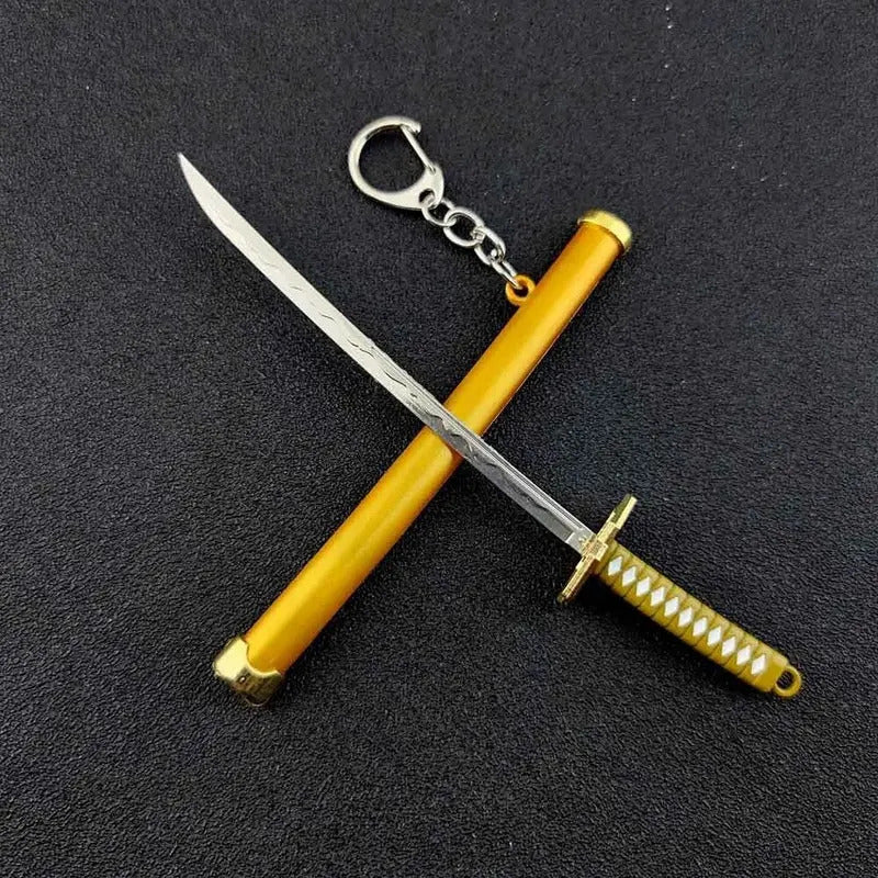 Mini Roronoa Zoro Samurai Sword Keychain Anime Scabbard Key Ring Katana Buckle Key Chain for Men Women Cosplay Toy Jewelry Gift