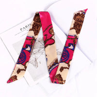 New Print Flower Small Scarf for Women Handle Bag Ribbons Brand Fashion Head Scarf Small Long Skinny Scarves Wholesale Headbands