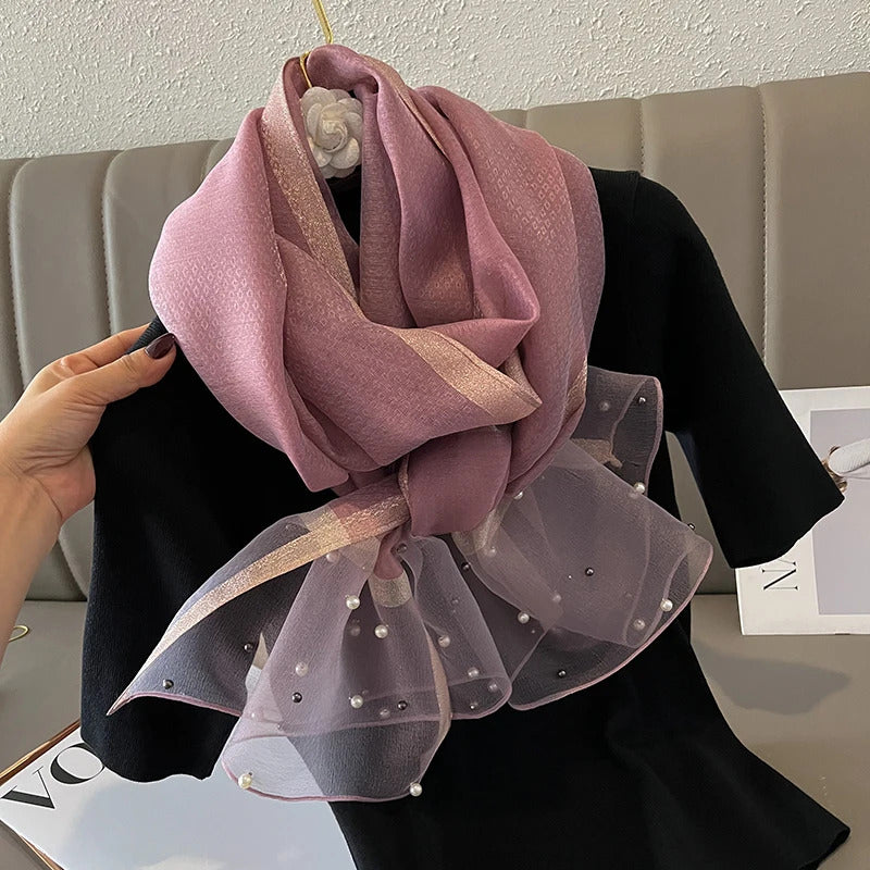 2024 Luxury Brand Women Fashion Scarf Plain Solid Silk Linen Shawls Scarves Summer Lady Bandanas Foulard Hijab