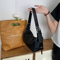 Y2K Style Shoulder Bag For Women Trendy Motorcycle Handbag Minimalist Shoulder Purse For Girls Street Wear