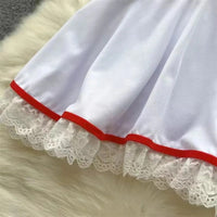 Dropped Waist Women's Sexy Sweet Nurse Cosplay Uniform Lingerie Set Revealing Neckline Lace Trimmed Nightgown Costume Dresses