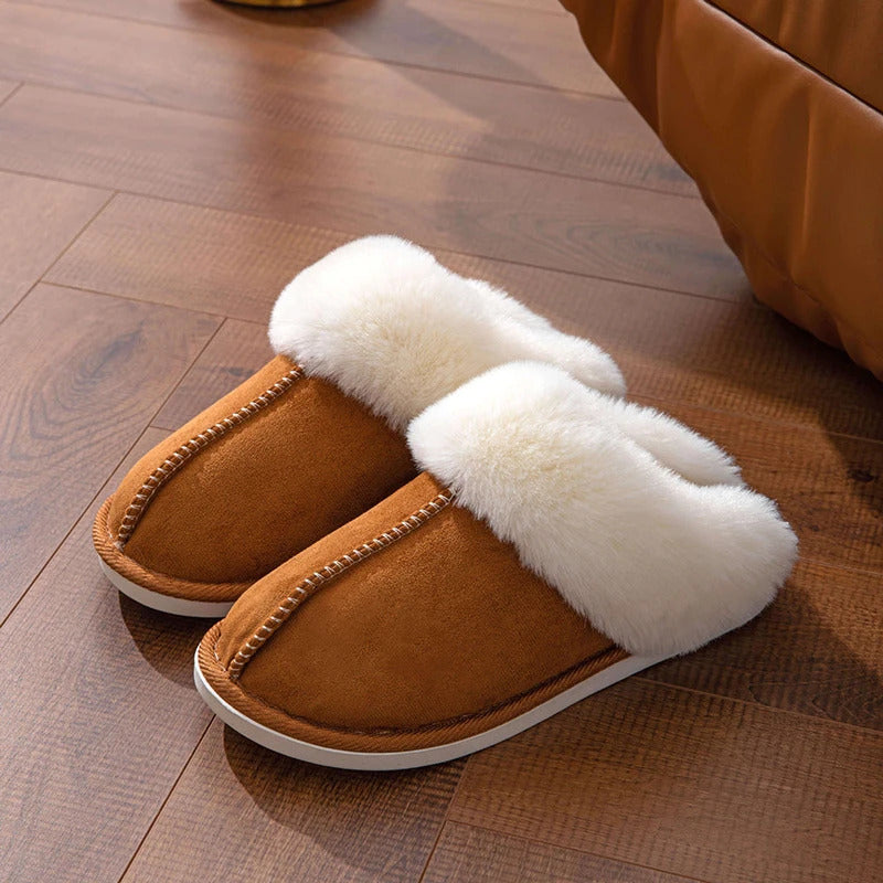 2023 Winter Warm Flat Fur Slippers Women Faux Suede Fluffy Furry Home Slides Woman Comfort Non Slip Indoor Floor Cotton Shoes