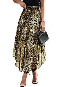 Smocked Waist Leopard Skirt