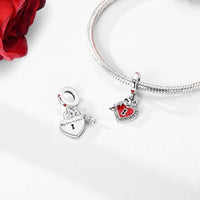 S925 Sterling Silver Valentine's Day Red Series Red Heart Charm Bow Ring Heart Necklace Fit Bracelet DIY for Women Jewelry Gift