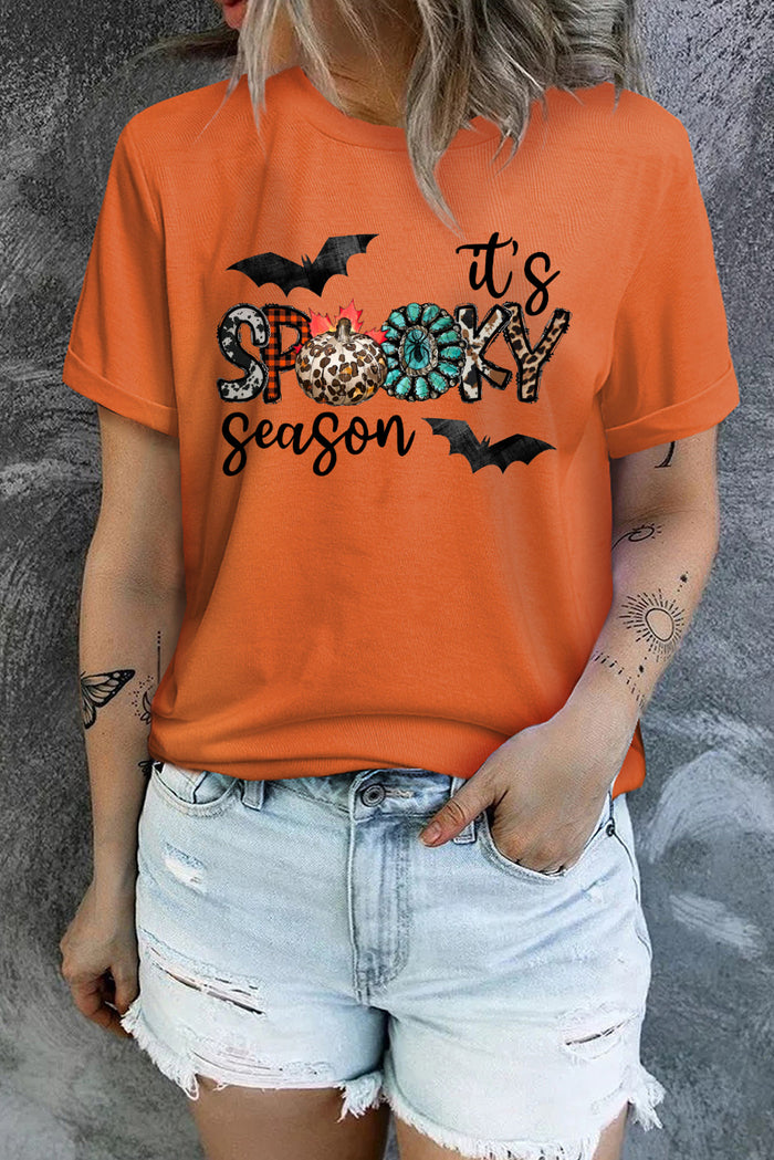 Orange It's Spooky Season Graphic T Shirt