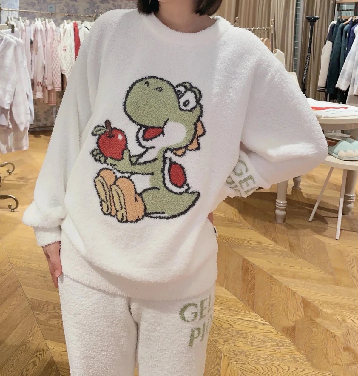 Japanese Style Winter Thick Cartoon Pajamas Home Wear Knitted Sweater like Room Wear Pijama