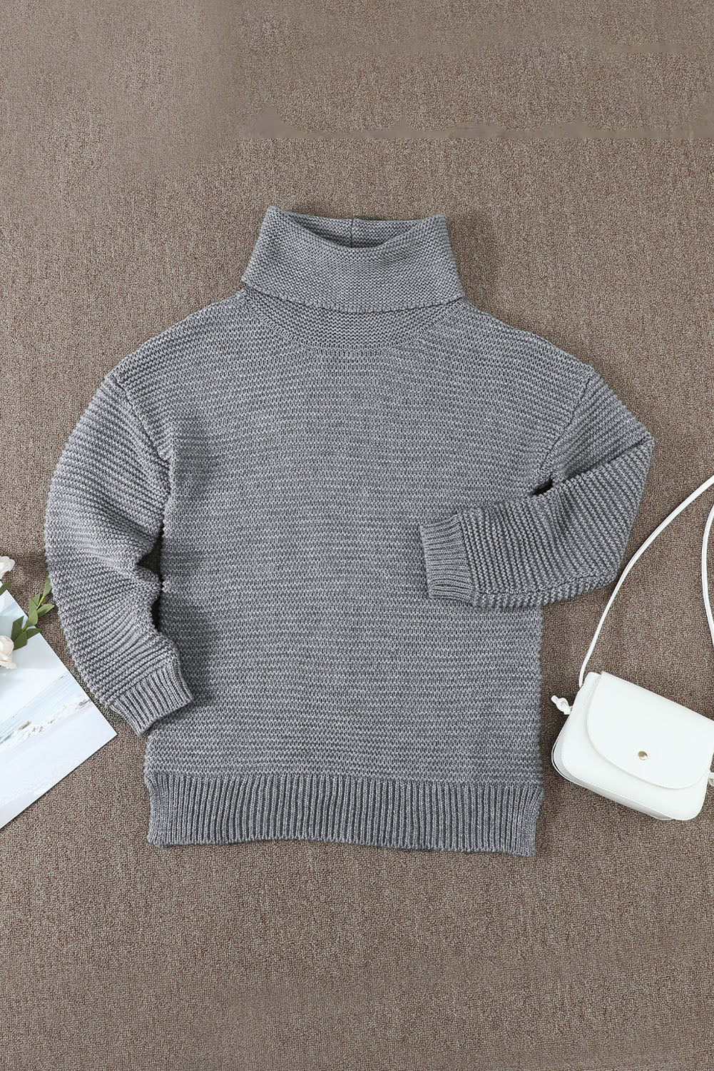 Sage Green Cozy Long Sleeves Turtleneck Sweater