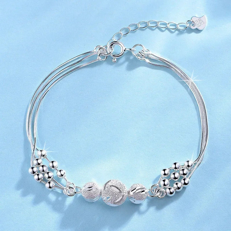 Luxury 925 Sterling Silver Bracelets Lucky Bead Bracelets  Woman Original Multi-layer Charm Bracelet Elegant Party Jewelry Gifts