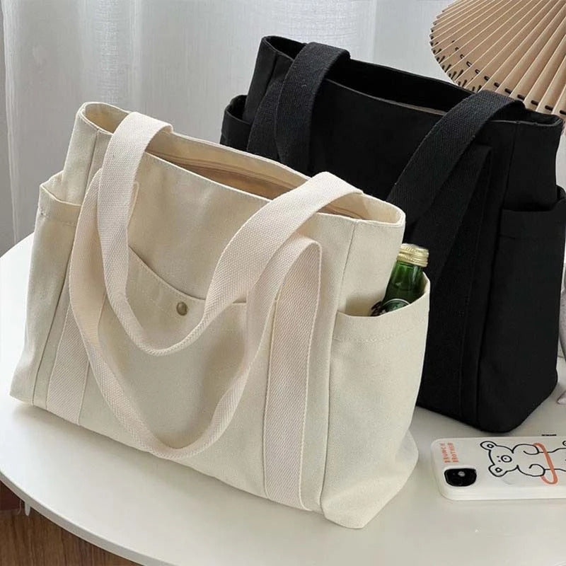 Large Capacity Canvas Tote Bags for Work Commuting Carrying Bag College Style Student Outfit Book Shoulder Bag Bolsos Para Mujer