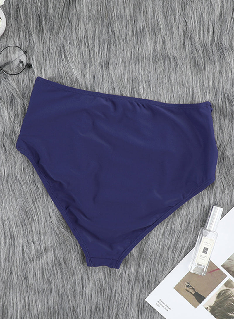 Blue Hollow-out Sides High Waist Swim Bottoms