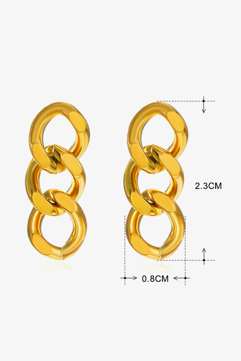 Gold Chain Link Plate Alloy Drop Earrings