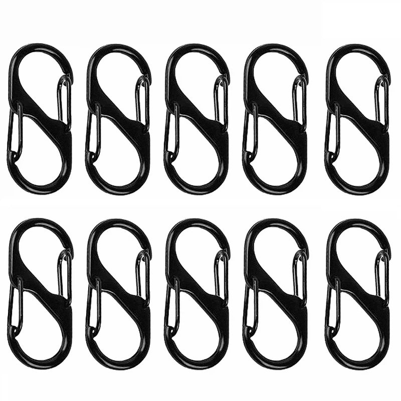 10pcs, Metal Lock Clip Keychain, S Shaped Alloy Hanging Buckle For Outdoor Camping Hiking Travel