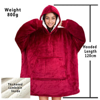 Winter Hoodies Sweatshirt Women Men Pullover Fleece Giant TV Oversized Blanket with Long Flannel Sleeves