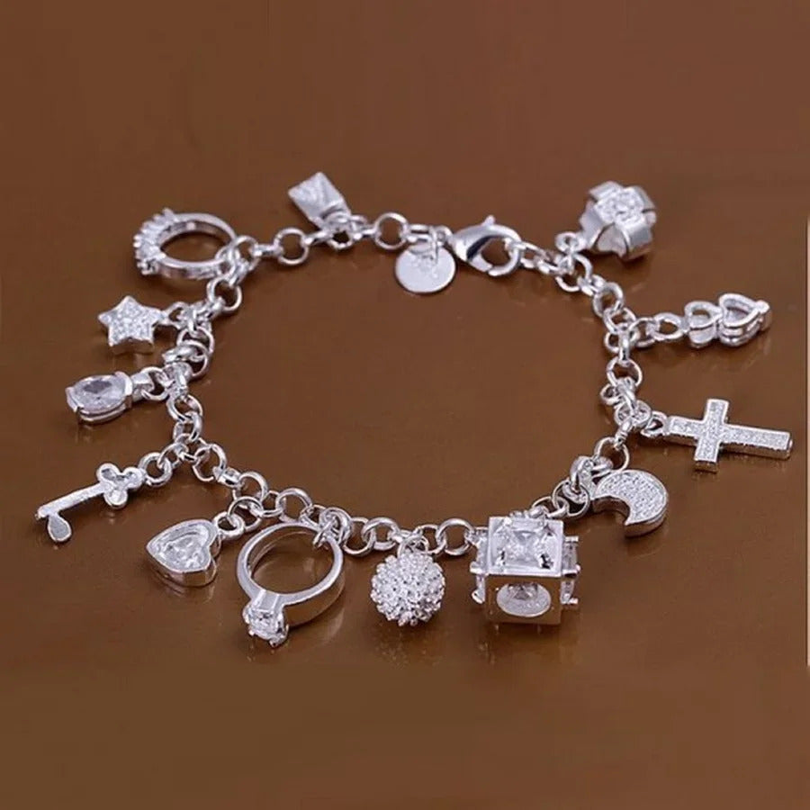 Fine 925 Sterling Silver Noble Nice Chain Solid Bracelet for Women Men Charms Party Gift Wedding Fashion Jewelry Hot Model