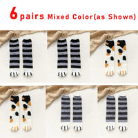 6 pairs Woman socks Set Cartoon Cute 3D Dog Cat Paw Pattern Winter Female Fleece Warm Home Floor Sleeping Thick Socks Wholesale