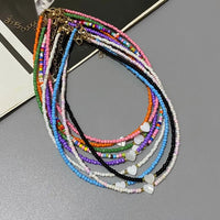 Colorful Seed Beads Choker Nekklace for Girl Spring Summer New Love Heart Design Collar Jewelry Wholesale Dropshipping