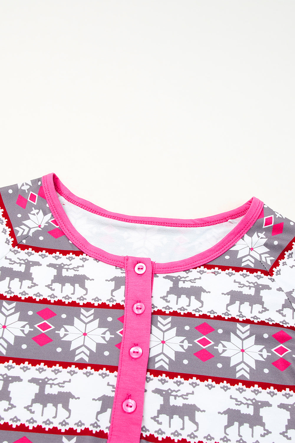 Rose Christmas Pattern Henley Pajama Dress