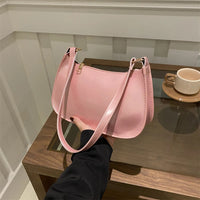 Retro Solid Color PU Leather Shoulder Bag Fashion Women's Handbags Casual Designer Hobos Underarm Bag