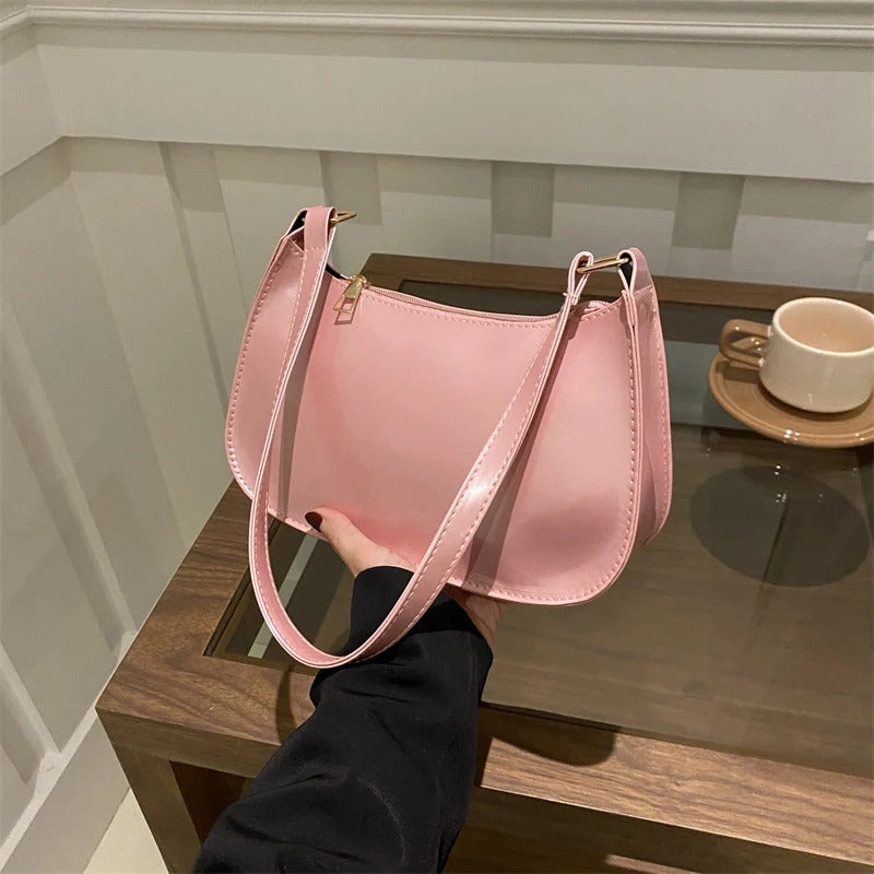 Retro Solid Color PU Leather Shoulder Bag Fashion Women's Handbags Casual Designer Hobos Underarm Bag