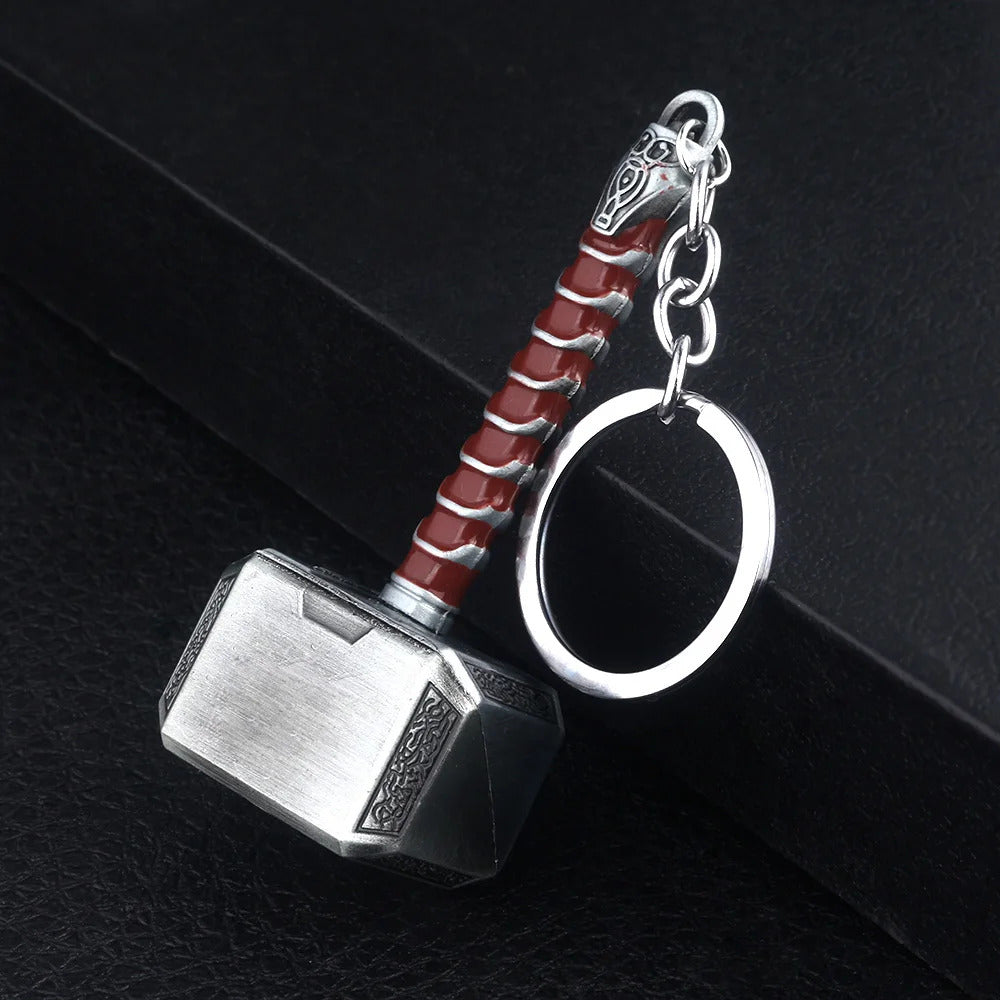 Thor Hammer Metal Keychain Movie Key Ring Cosplay Prop Key Holder For Fans Bag Ornament Car Pendant Gift