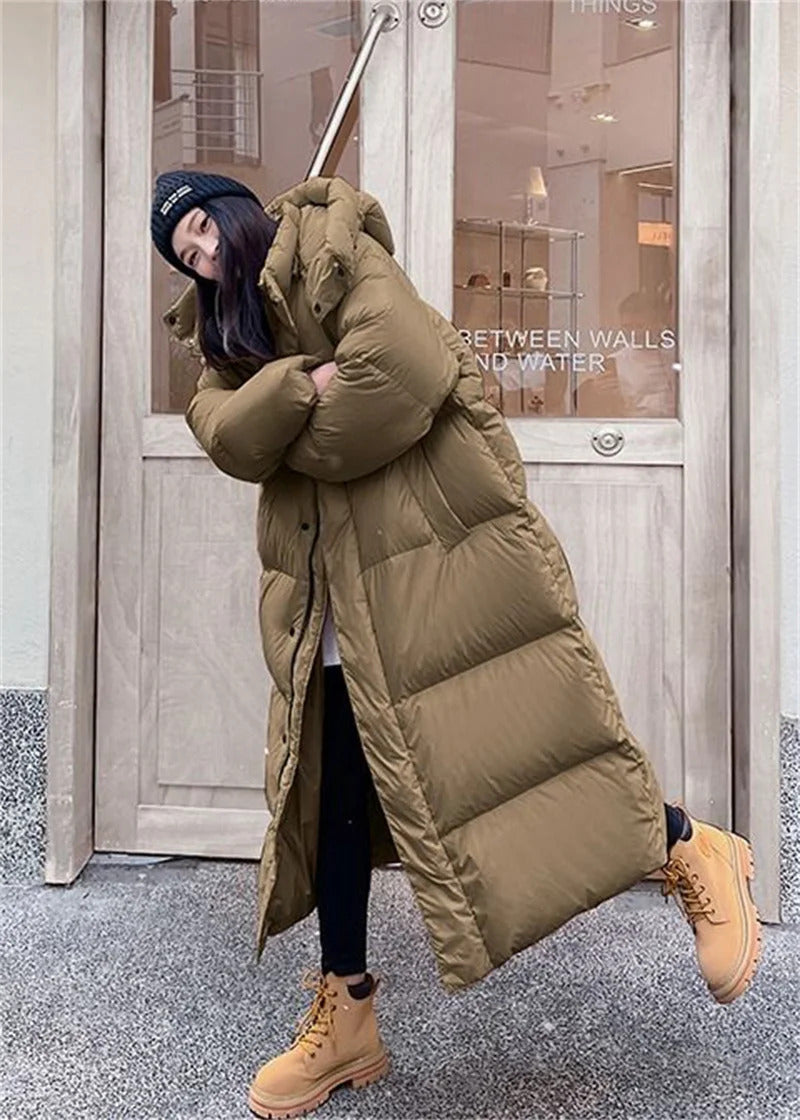 Warm Winter Pink Hooded Long Women Parkas Chaqueta Thick Cotton Padded Windproof Parcas Overcoat Casual Loose Snow Wear Jaquetas