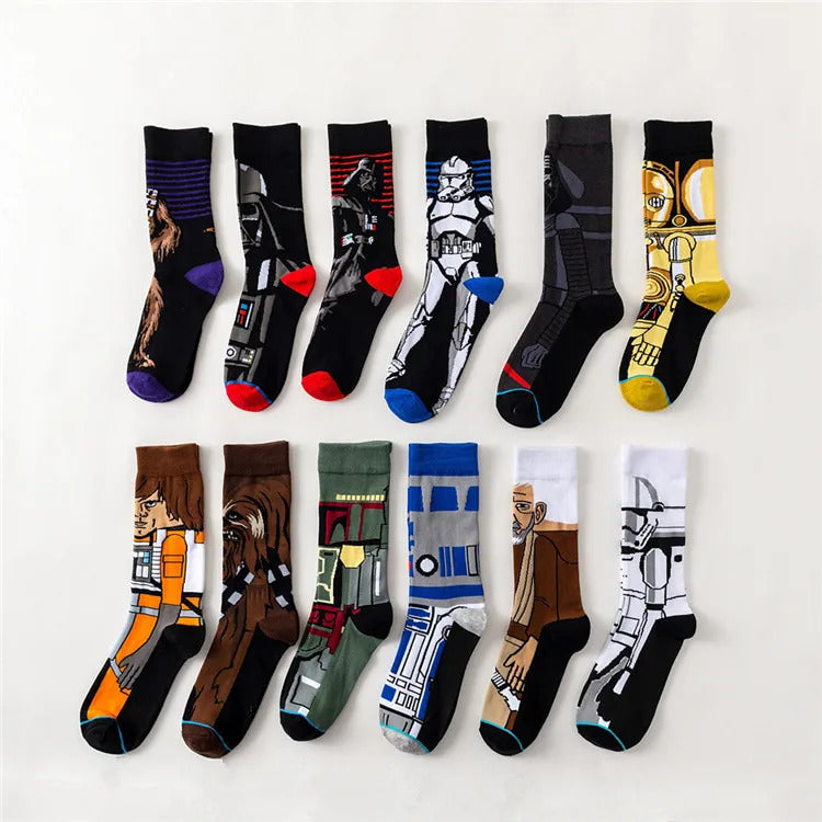 1 Pair Anime Men socks Master Yoda R2-D2 Cosplay Socks Wookiee Jedi Knight Novelty Men's Women's Socks Spring Autumn Winter