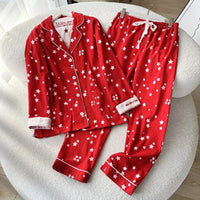 100% Cotton Pajamas for Women Loose Cartoon Long Sleeve Pants Loungewear Women 2 Piece Set Pj Women Outfit Sleepwear Set Pijamas