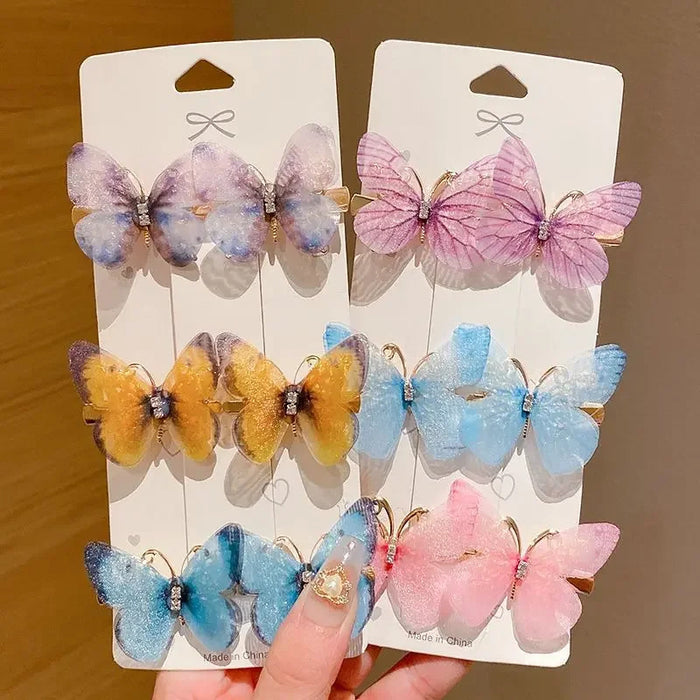 6PCS Butterfly Hair Clips with Color Gradient A GIRL'S Birthday Present