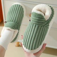 Evshine Women Fur Plush Slippers Men Winter Furry Fashion Warm Ankles Plush Cozy Slides For Home Indoor Soft Sole Cotton Shoes