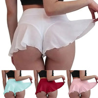 Womens Sexy Sheer Ruffles Skirt Shorts Transparent High Waist Mini Skirts Summer Sports Fitness Yoga Dance Hot Pants S-3XL