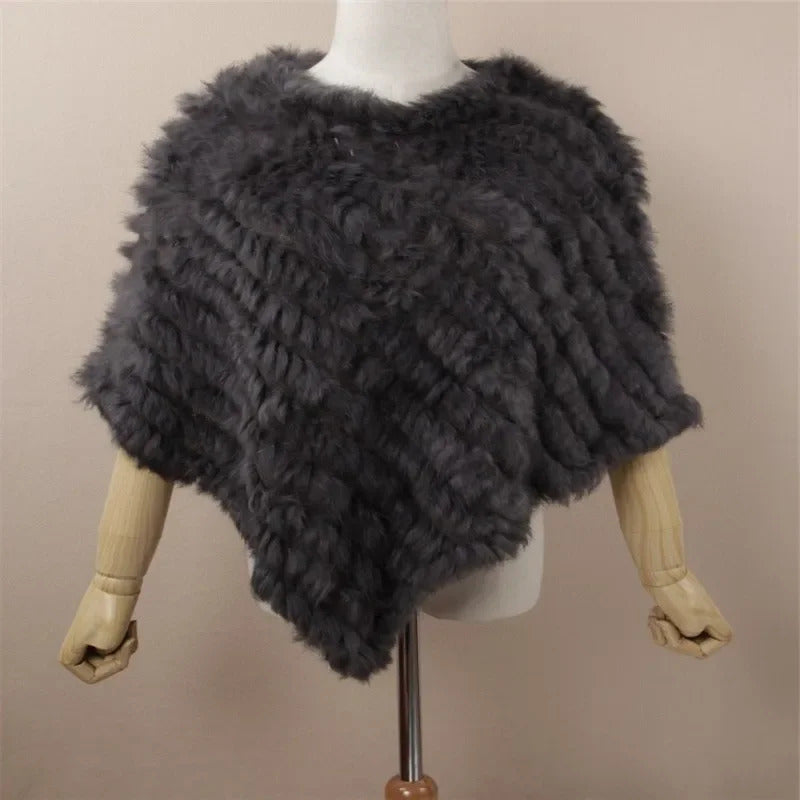 23 Colors Lady Real Rabbit Fur Poncho Weave Autumn Winter Shawl Coat Fashion Patchwork Casual Batwing Sleeves Pullovers Capes