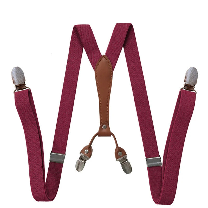 Fashion Suspenders for Men Women 2.5cm Wide X-back 4 Clips Adjustable Elastic Trouser Braces Straps Gifts for Dad Husband