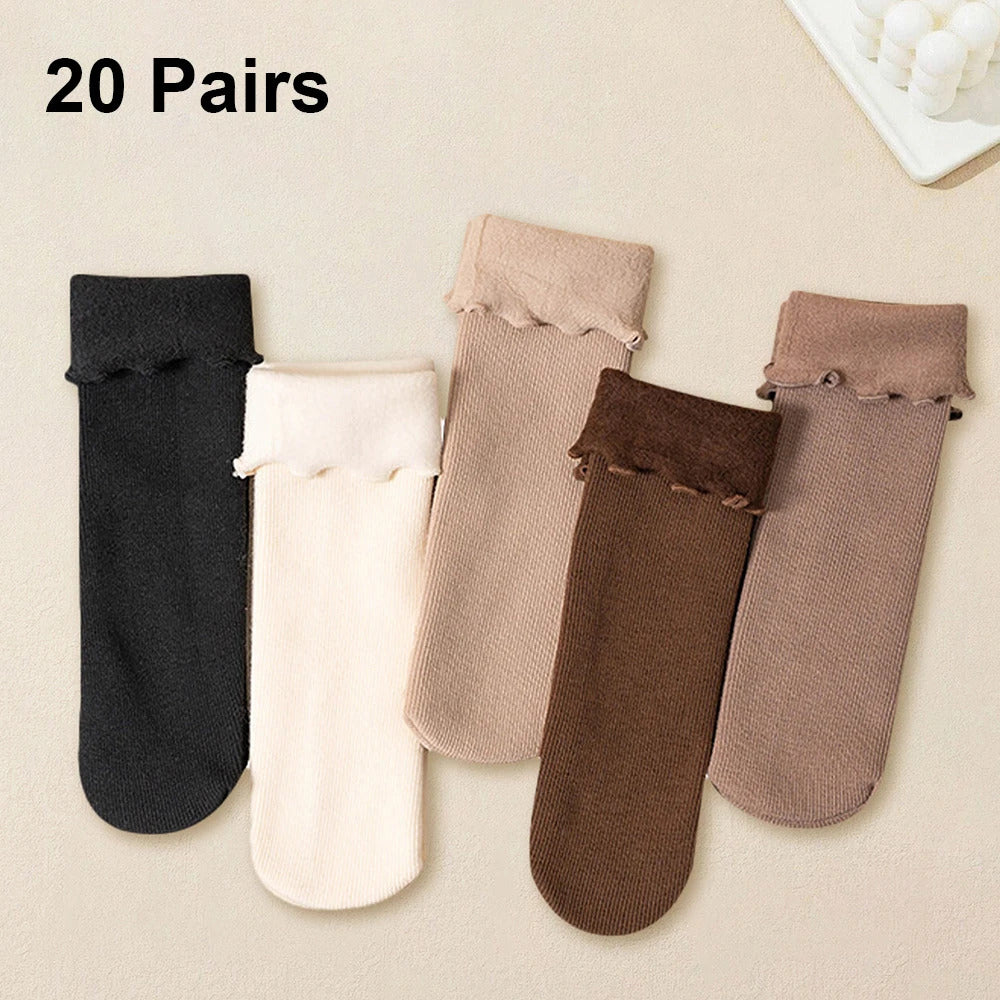 5/10/20 Pairs Women Winter Thicken Warm Short Socks Thermal Cashmere Wool Socks Nylon Snow Velvet Boots Home Floor