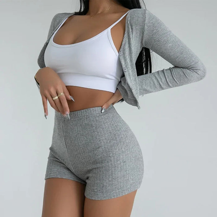 HELIAR Women High Waist Yoga A-line Shorts Thin Knit Sports Shorts For Women Casual Running Slim Bodycon Trousers 2024 Summer