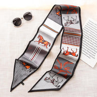 Long Silk Scarf Bag Tie Lady Neck Skinny Scarves Hairband Foulard Horse Print Brand Lady Neckerchief Ribbon 2021 Spring New