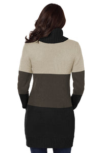 Olive Cowl Neck Cable Knit Sweater Dress