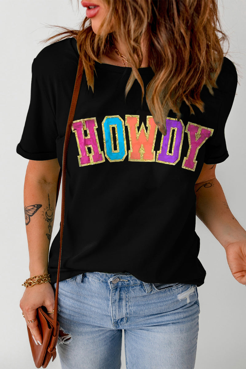 Black HOWDY Letters Graphic Tee