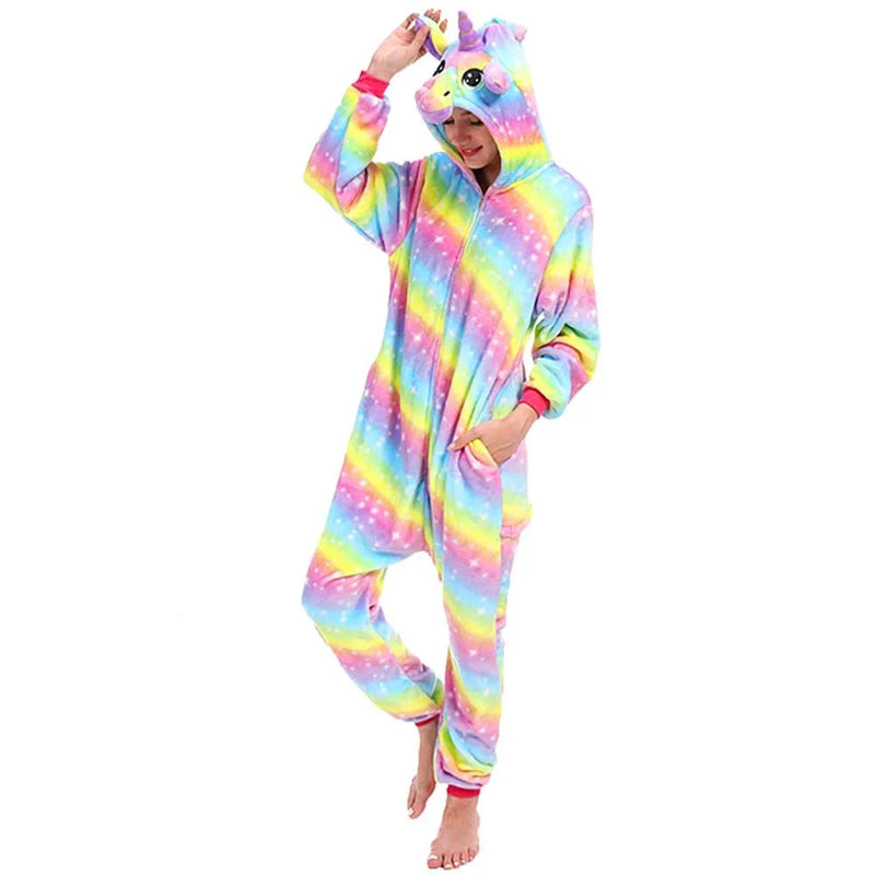 Kigurumi Fox Deer Onesies Cartoon Pajamas For Adults Women Men Animal Pyjamas Homewear Halloween Christmas Cosplay Party Costume