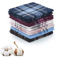 12Pcs Classic Square Plaid Stripe Men Handkerchiefs Pocket Cotton Towel Wedding Party Business Casual Handkerchiefs Chest Scarf