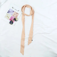 5X190CM Women Narrow Long Scarf Solid Color Chiffon Red Tie Black Bag Ribbon Headband Choker Streamer Lady Accessories